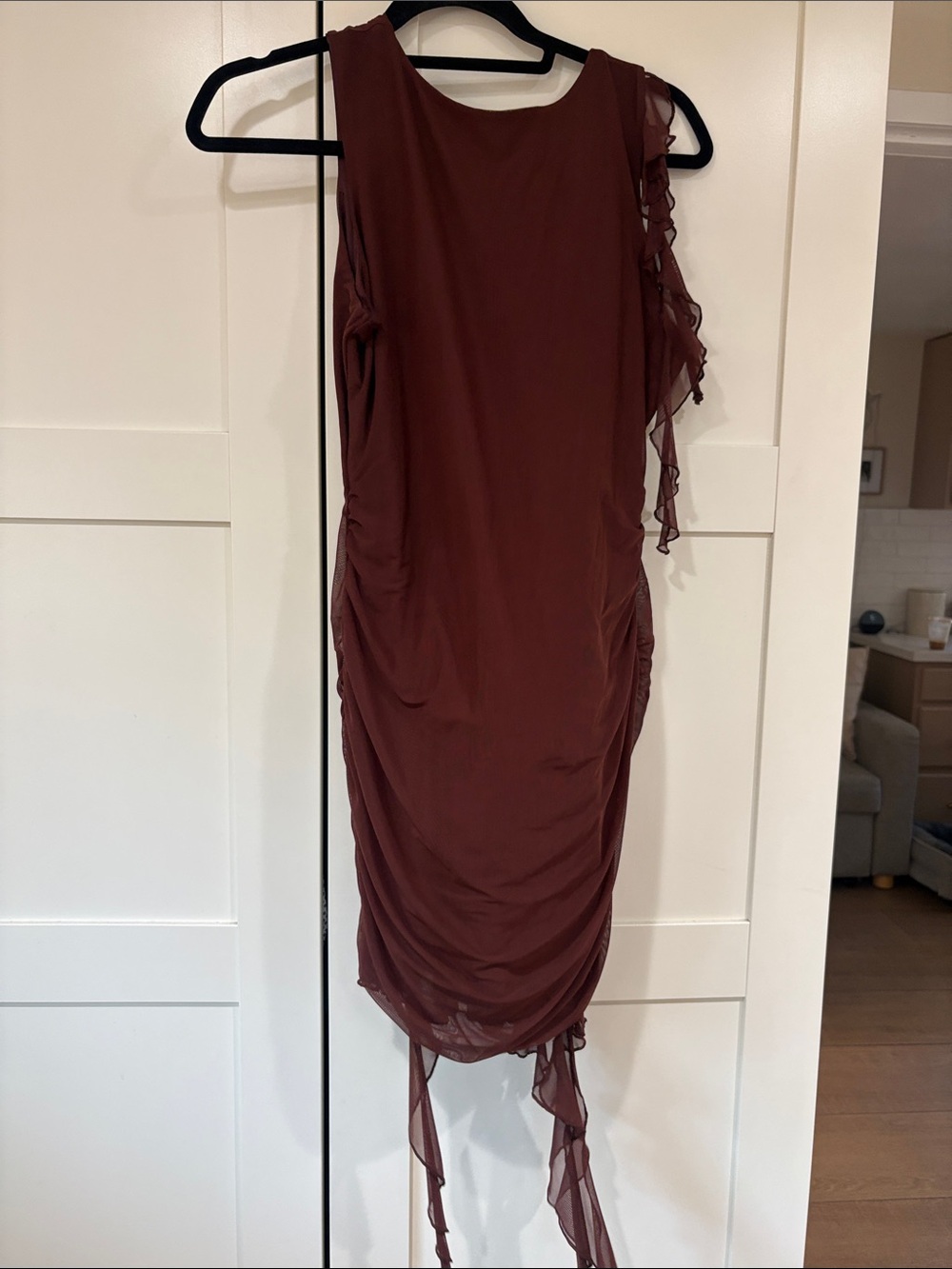 Oh Polly Women's Burgundy Ruffled Dress
